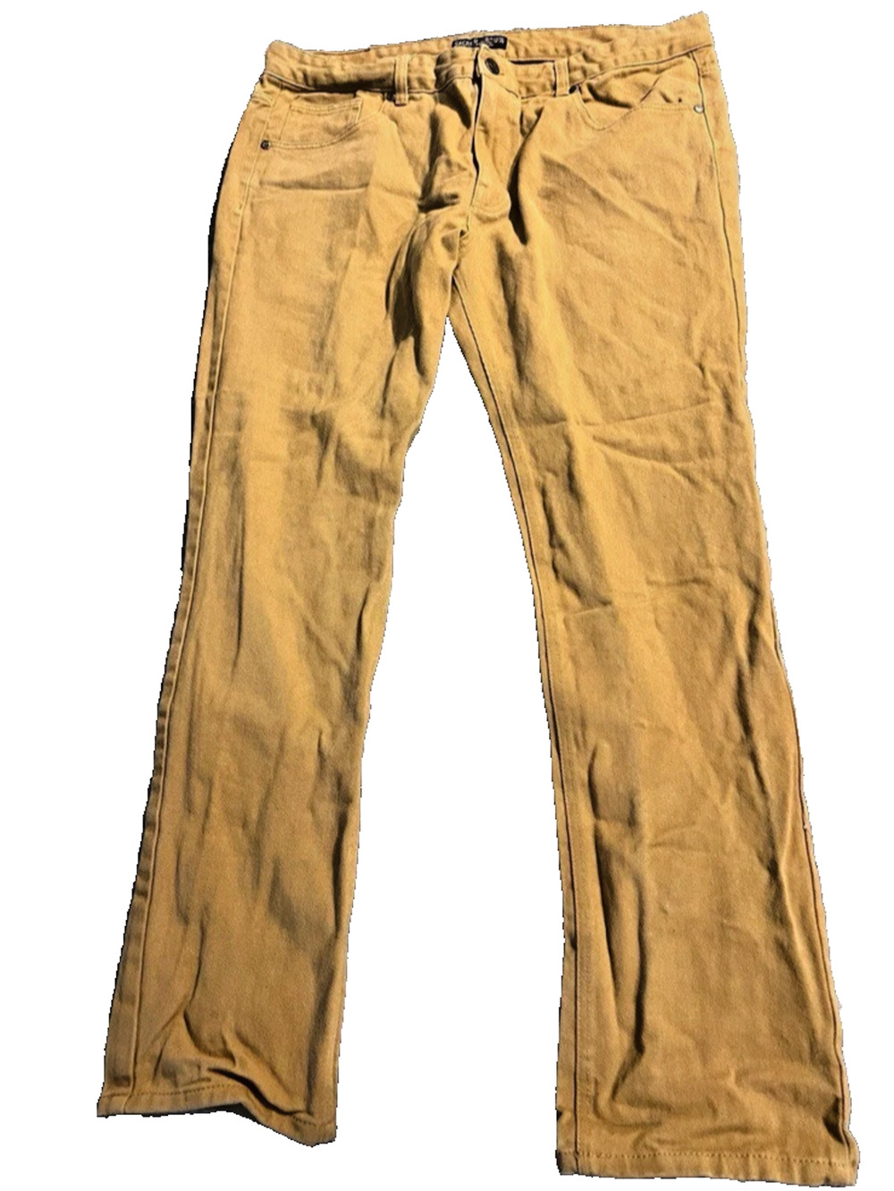 Vintage Sacred Crown Premium Khaki Jeans Mens 40x30 Hip Hop Straight Y2K (0040)